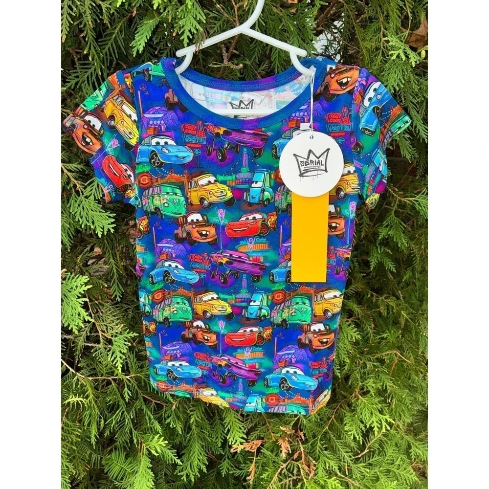 Serial Bamboo Neon Cars 9/10T Daywear Set NWT
